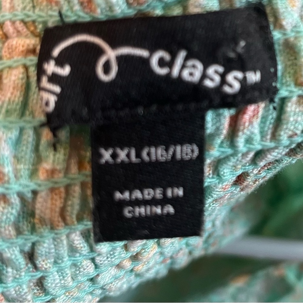 Art Class Textured Knit Fabric in Mint and Peach - Picture 2 of 10